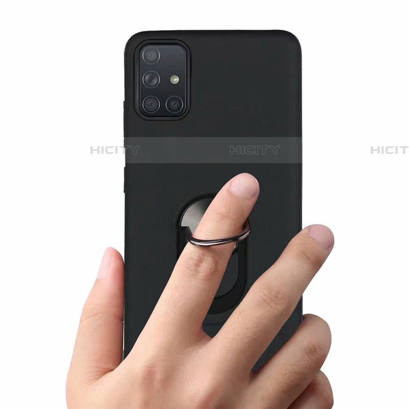 Silikon Hülle Handyhülle Ultra Dünn Schutzhülle Tasche Flexible mit Magnetisch Fingerring Ständer A03 für Samsung Galaxy A71 5G groß