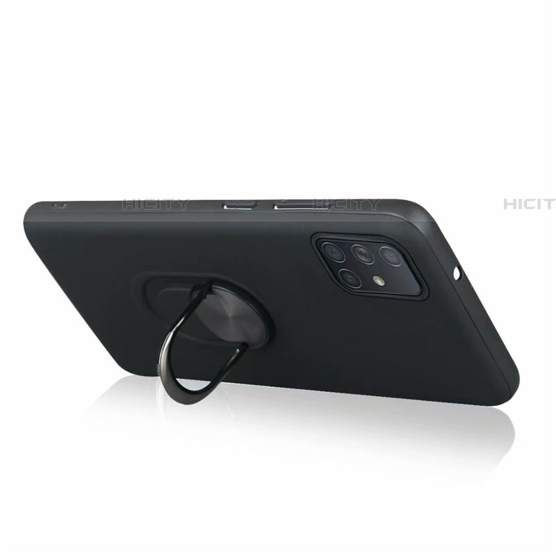 Silikon Hülle Handyhülle Ultra Dünn Schutzhülle Tasche Flexible mit Magnetisch Fingerring Ständer A03 für Samsung Galaxy A71 5G groß