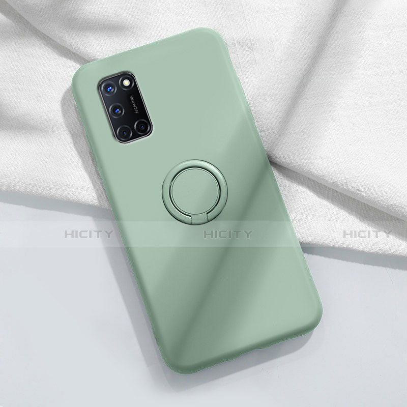 Silikon Hülle Handyhülle Ultra Dünn Schutzhülle Tasche Flexible mit Magnetisch Fingerring Ständer A04 für Oppo A52 Cyan Plus