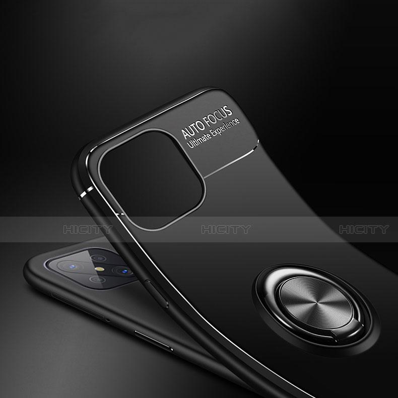 Silikon Hülle Handyhülle Ultra Dünn Schutzhülle Tasche Flexible mit Magnetisch Fingerring Ständer A04 für Oppo A92s 5G