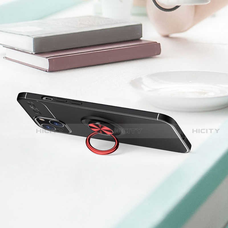 Silikon Hülle Handyhülle Ultra Dünn Schutzhülle Tasche Flexible mit Magnetisch Fingerring Ständer A05 für Apple iPhone 13 groß