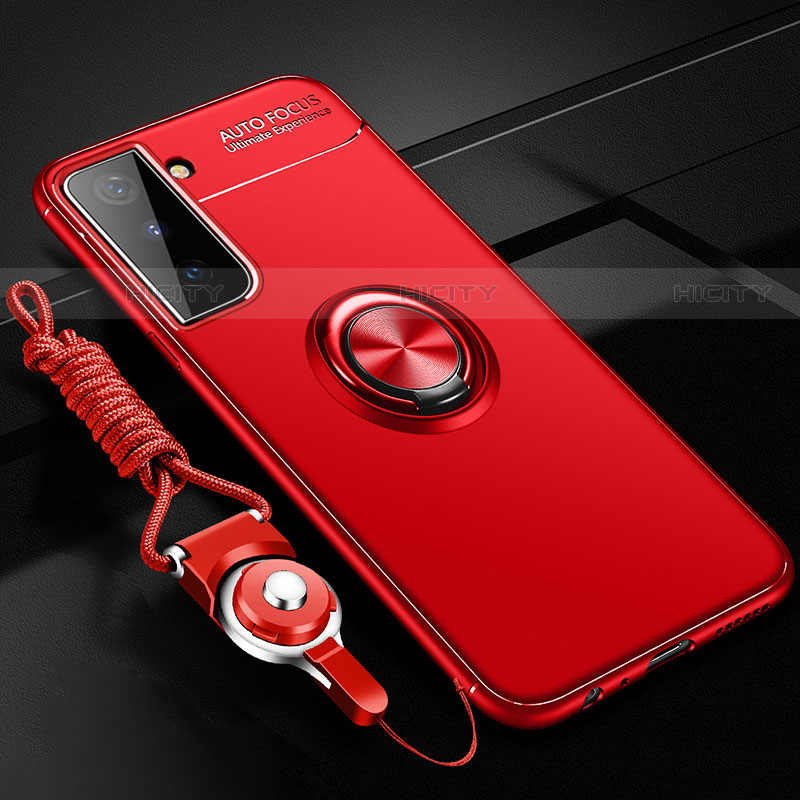 Silikon Hülle Handyhülle Ultra Dünn Schutzhülle Tasche Flexible mit Magnetisch Fingerring Ständer A05 für Samsung Galaxy S23 5G Rot