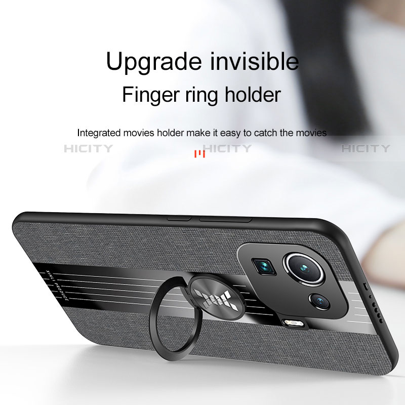 Silikon Hülle Handyhülle Ultra Dünn Schutzhülle Tasche Flexible mit Magnetisch Fingerring Ständer A06 für Xiaomi Mi 11 Pro 5G groß