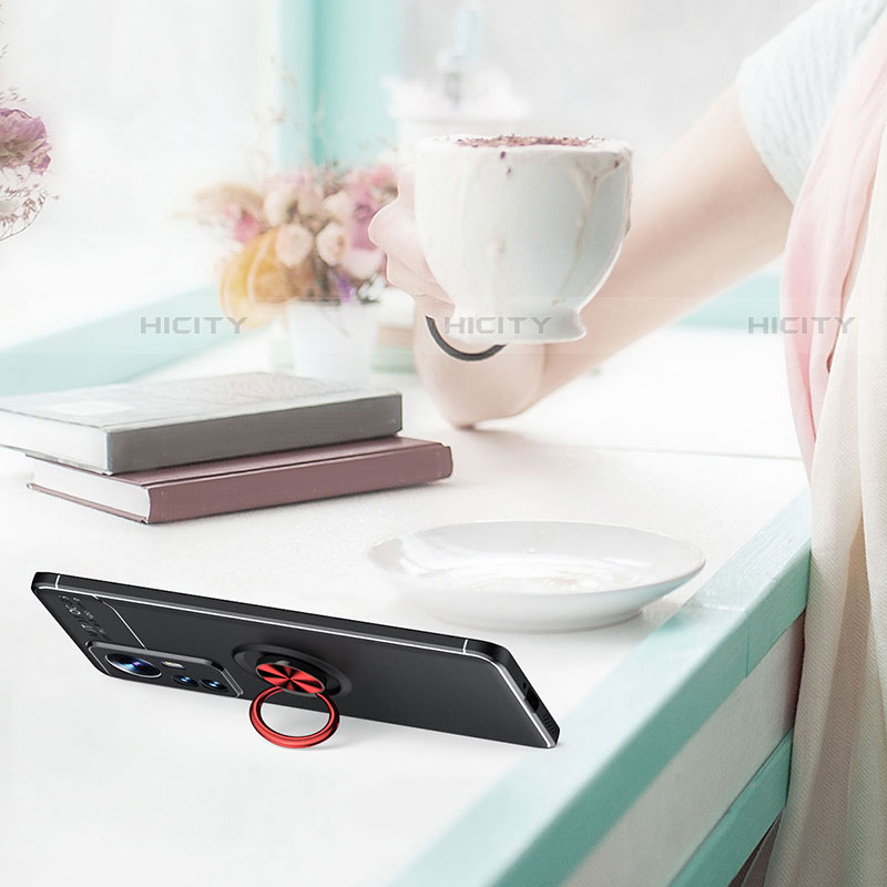 Silikon Hülle Handyhülle Ultra Dünn Schutzhülle Tasche Flexible mit Magnetisch Fingerring Ständer A06 für Xiaomi Mi 12 Pro 5G groß