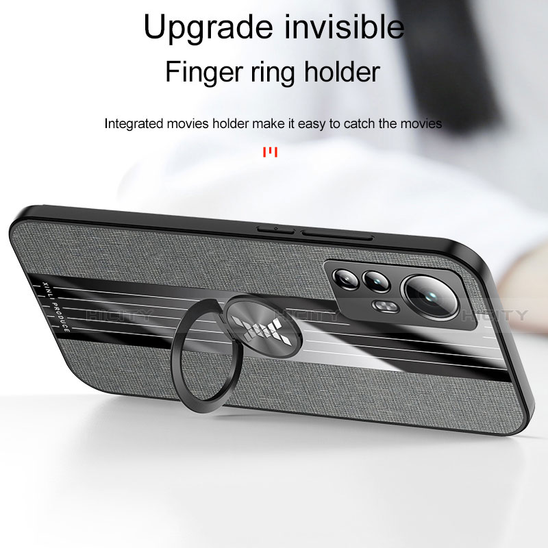 Silikon Hülle Handyhülle Ultra Dünn Schutzhülle Tasche Flexible mit Magnetisch Fingerring Ständer A08 für Xiaomi Mi 12 5G groß