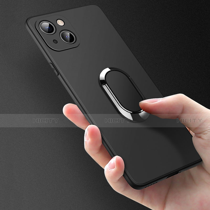 Silikon Hülle Handyhülle Ultra Dünn Schutzhülle Tasche Flexible mit Magnetisch Fingerring Ständer A09 für Apple iPhone 13 Mini groß