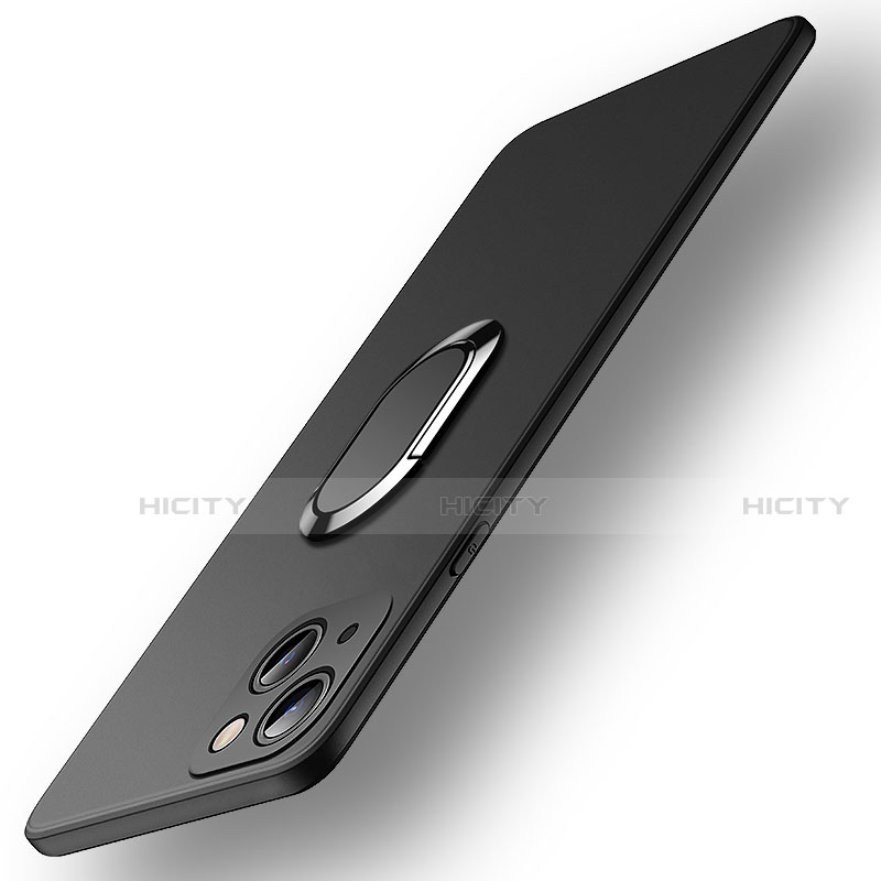 Silikon Hülle Handyhülle Ultra Dünn Schutzhülle Tasche Flexible mit Magnetisch Fingerring Ständer A09 für Apple iPhone 14 Plus Schwarz Plus
