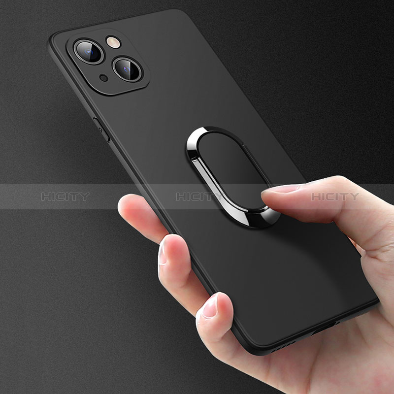 Silikon Hülle Handyhülle Ultra Dünn Schutzhülle Tasche Flexible mit Magnetisch Fingerring Ständer A09 für Apple iPhone 15