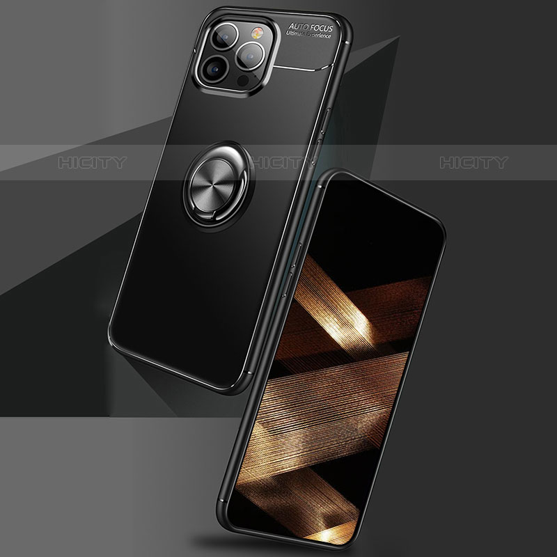 Silikon Hülle Handyhülle Ultra Dünn Schutzhülle Tasche Flexible mit Magnetisch Fingerring Ständer für Apple iPhone 15 Pro Max groß