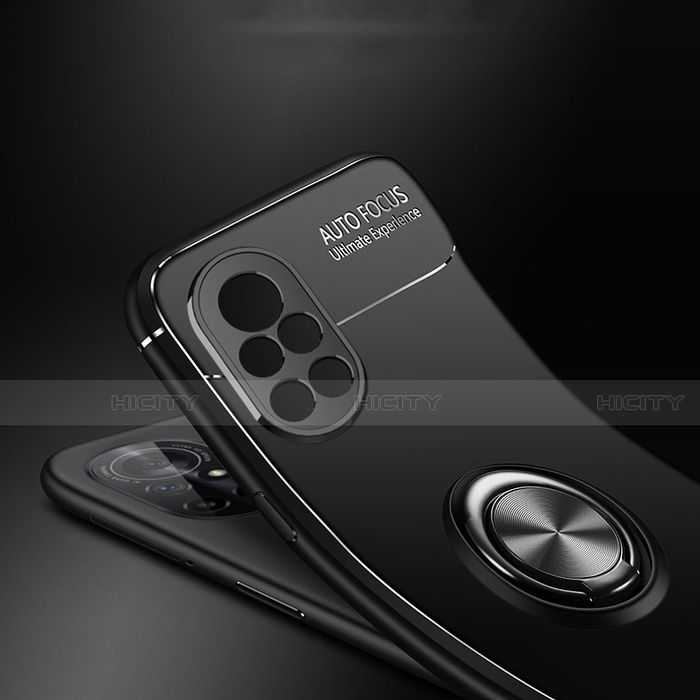 Silikon Hülle Handyhülle Ultra Dünn Schutzhülle Tasche Flexible mit Magnetisch Fingerring Ständer für Huawei Nova 8 5G groß
