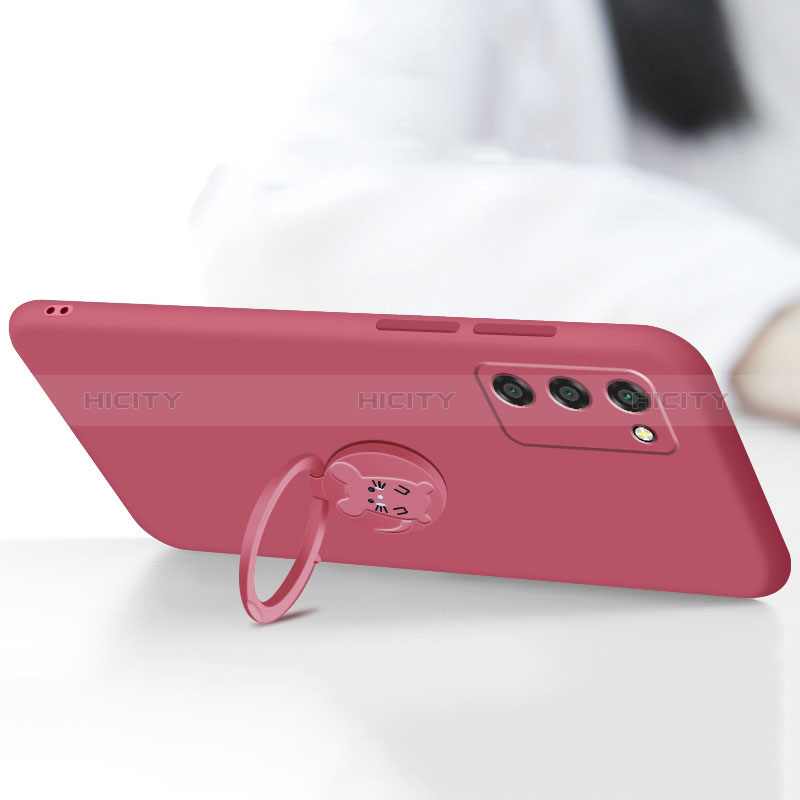 Silikon Hülle Handyhülle Ultra Dünn Schutzhülle Tasche Flexible mit Magnetisch Fingerring Ständer für Oppo A56 5G groß