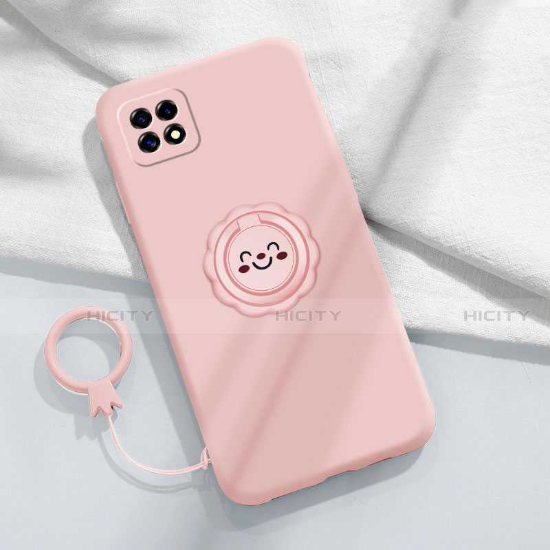 Silikon Hülle Handyhülle Ultra Dünn Schutzhülle Tasche Flexible mit Magnetisch Fingerring Ständer für Oppo A72 5G Rosa