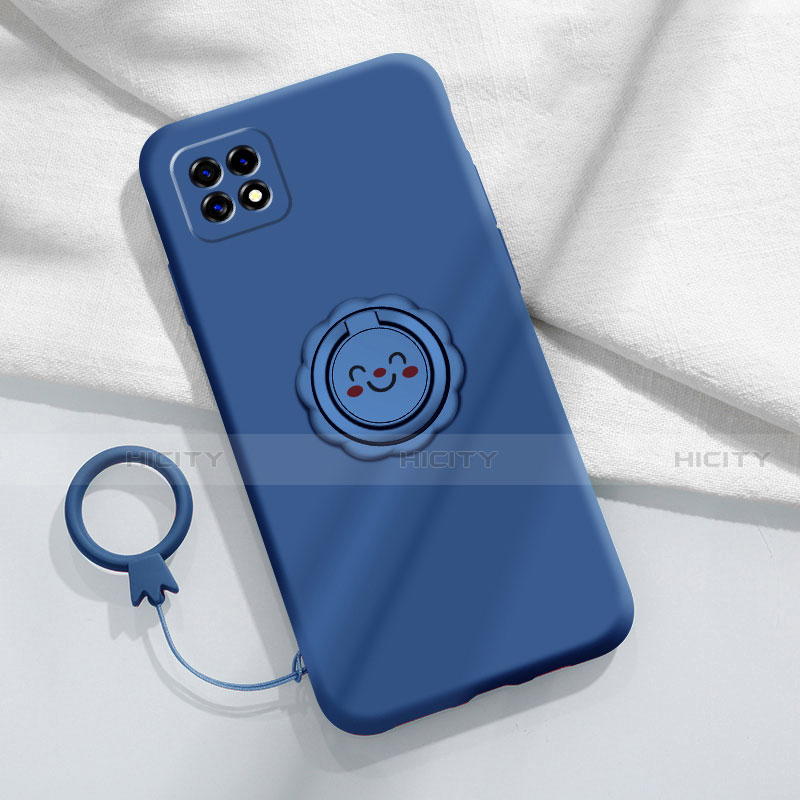 Silikon Hülle Handyhülle Ultra Dünn Schutzhülle Tasche Flexible mit Magnetisch Fingerring Ständer für Oppo A73 5G Blau