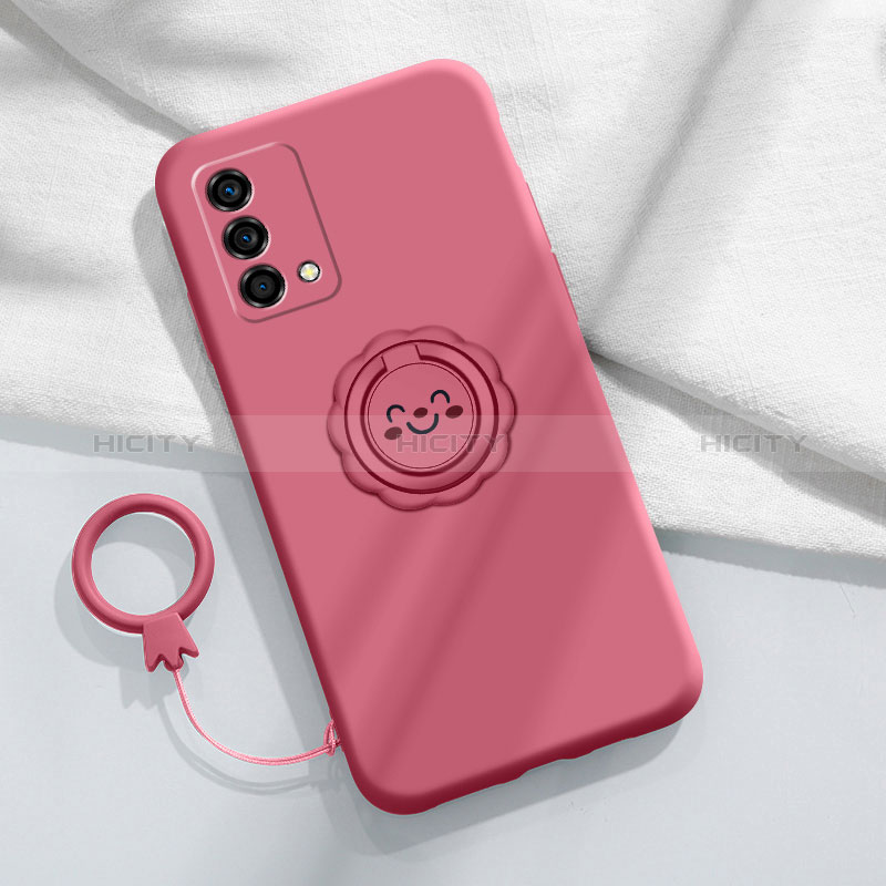 Silikon Hülle Handyhülle Ultra Dünn Schutzhülle Tasche Flexible mit Magnetisch Fingerring Ständer für Oppo K9 5G Rot