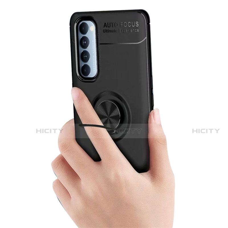 Silikon Hülle Handyhülle Ultra Dünn Schutzhülle Tasche Flexible mit Magnetisch Fingerring Ständer für Oppo Reno4 Pro 4G