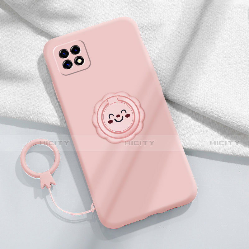 Silikon Hülle Handyhülle Ultra Dünn Schutzhülle Tasche Flexible mit Magnetisch Fingerring Ständer für Oppo Reno4 SE 5G Rosa