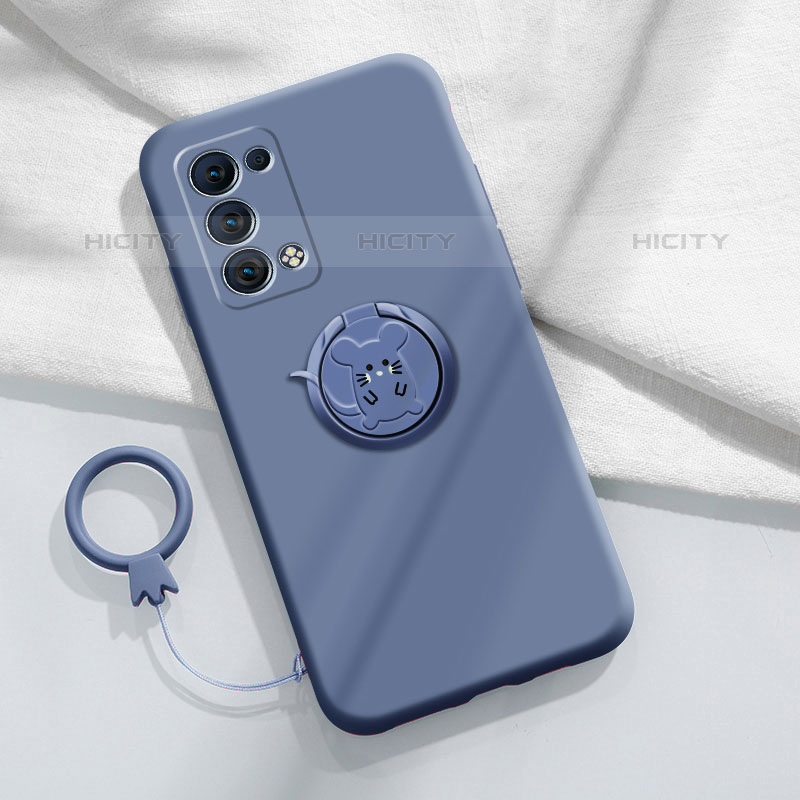 Silikon Hülle Handyhülle Ultra Dünn Schutzhülle Tasche Flexible mit Magnetisch Fingerring Ständer für Oppo Reno6 Pro 5G