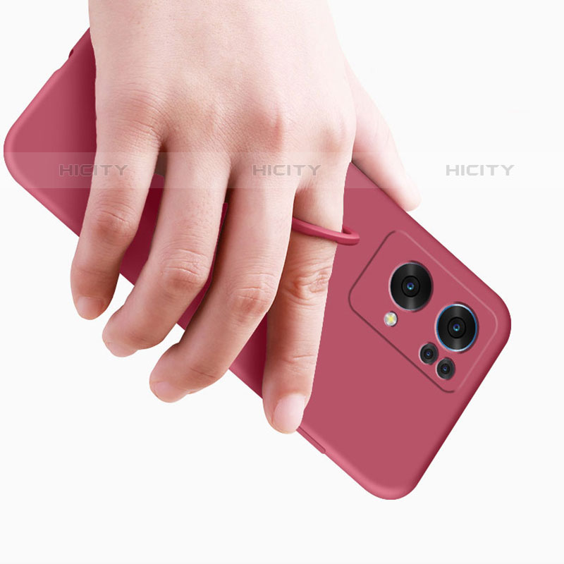 Silikon Hülle Handyhülle Ultra Dünn Schutzhülle Tasche Flexible mit Magnetisch Fingerring Ständer für Oppo Reno7 Pro 5G groß