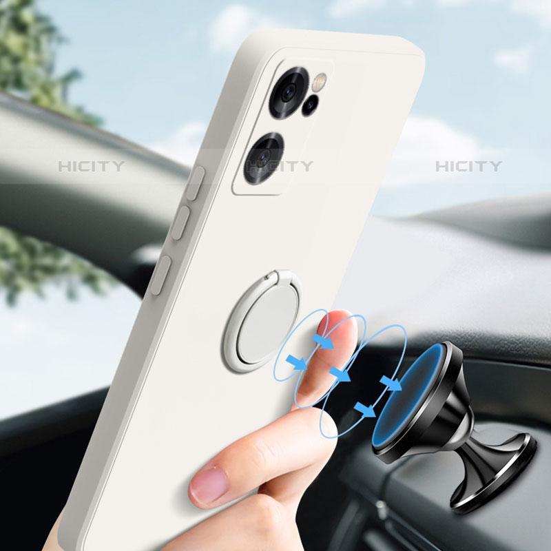 Silikon Hülle Handyhülle Ultra Dünn Schutzhülle Tasche Flexible mit Magnetisch Fingerring Ständer für Oppo Reno7 SE 5G