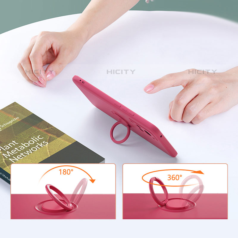 Silikon Hülle Handyhülle Ultra Dünn Schutzhülle Tasche Flexible mit Magnetisch Fingerring Ständer für Oppo Reno8 Pro+ Plus 5G groß