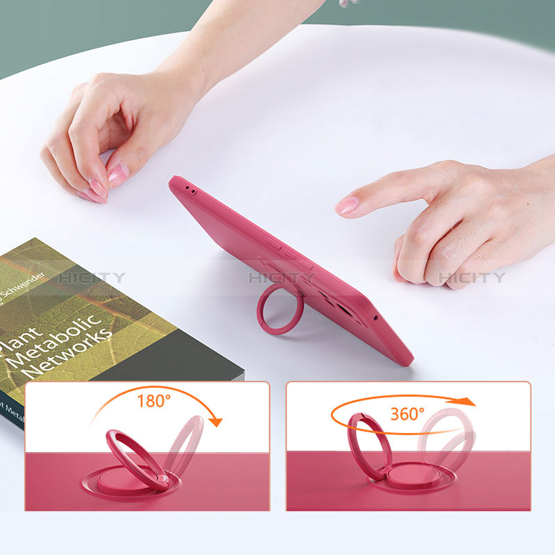 Silikon Hülle Handyhülle Ultra Dünn Schutzhülle Tasche Flexible mit Magnetisch Fingerring Ständer für Oppo Reno9 Pro+ Plus 5G groß