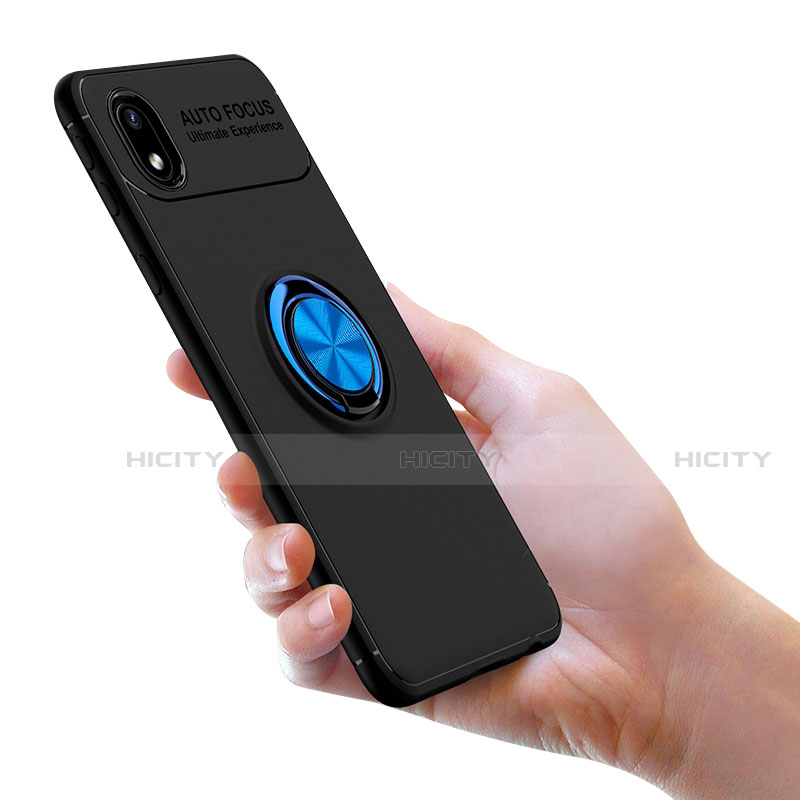 Silikon Hülle Handyhülle Ultra Dünn Schutzhülle Tasche Flexible mit Magnetisch Fingerring Ständer für Samsung Galaxy A01 Core groß