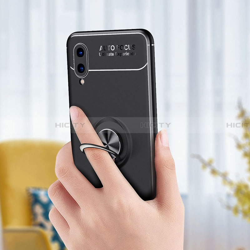 Silikon Hülle Handyhülle Ultra Dünn Schutzhülle Tasche Flexible mit Magnetisch Fingerring Ständer für Samsung Galaxy A02 groß