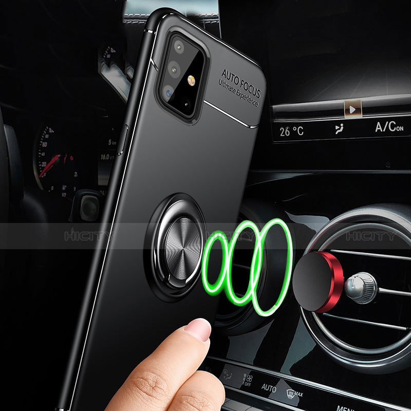 Silikon Hülle Handyhülle Ultra Dünn Schutzhülle Tasche Flexible mit Magnetisch Fingerring Ständer für Samsung Galaxy A51 4G groß