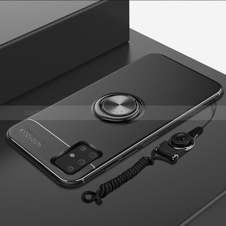 Silikon Hülle Handyhülle Ultra Dünn Schutzhülle Tasche Flexible mit Magnetisch Fingerring Ständer für Samsung Galaxy A71 4G A715 groß