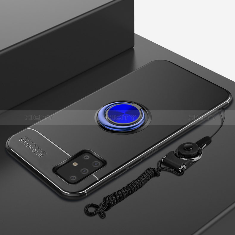 Silikon Hülle Handyhülle Ultra Dünn Schutzhülle Tasche Flexible mit Magnetisch Fingerring Ständer für Samsung Galaxy A71 4G A715 groß
