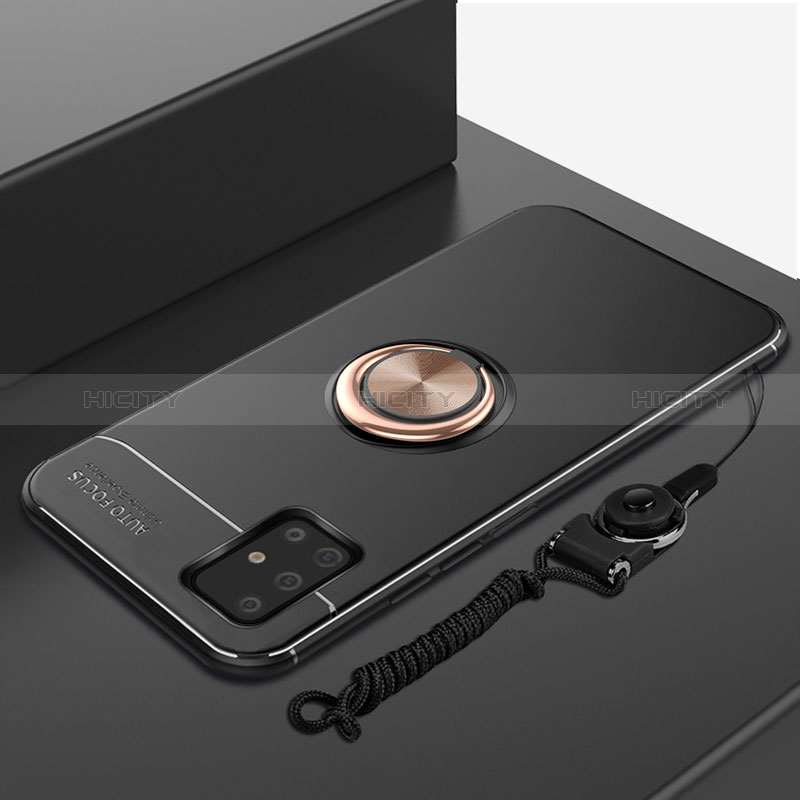 Silikon Hülle Handyhülle Ultra Dünn Schutzhülle Tasche Flexible mit Magnetisch Fingerring Ständer für Samsung Galaxy A71 4G A715