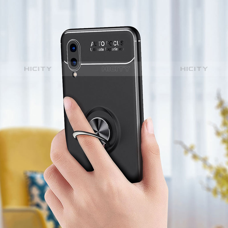 Silikon Hülle Handyhülle Ultra Dünn Schutzhülle Tasche Flexible mit Magnetisch Fingerring Ständer für Samsung Galaxy M02 groß