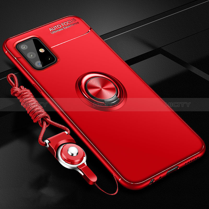 Silikon Hülle Handyhülle Ultra Dünn Schutzhülle Tasche Flexible mit Magnetisch Fingerring Ständer für Samsung Galaxy M40S Rot