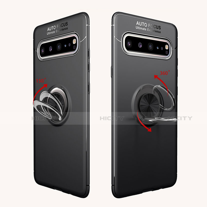 Silikon Hülle Handyhülle Ultra Dünn Schutzhülle Tasche Flexible mit Magnetisch Fingerring Ständer für Samsung Galaxy S10 5G SM-G977B