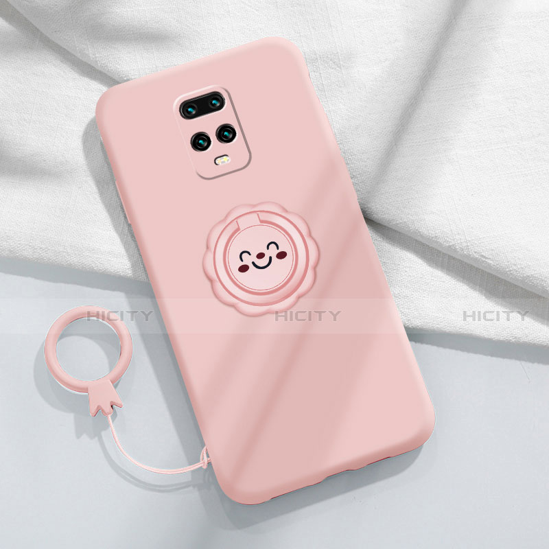 Silikon Hülle Handyhülle Ultra Dünn Schutzhülle Tasche Flexible mit Magnetisch Fingerring Ständer für Xiaomi Redmi 10X 5G Rosa