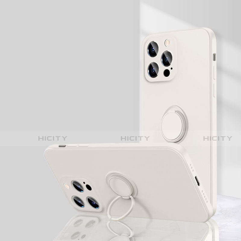 Silikon Hülle Handyhülle Ultra Dünn Schutzhülle Tasche Flexible mit Magnetisch Fingerring Ständer G01 für Apple iPhone 15 Pro Max