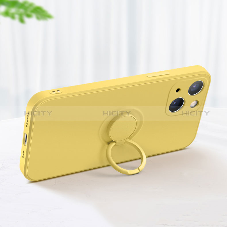 Silikon Hülle Handyhülle Ultra Dünn Schutzhülle Tasche Flexible mit Magnetisch Fingerring Ständer G02 für Apple iPhone 15