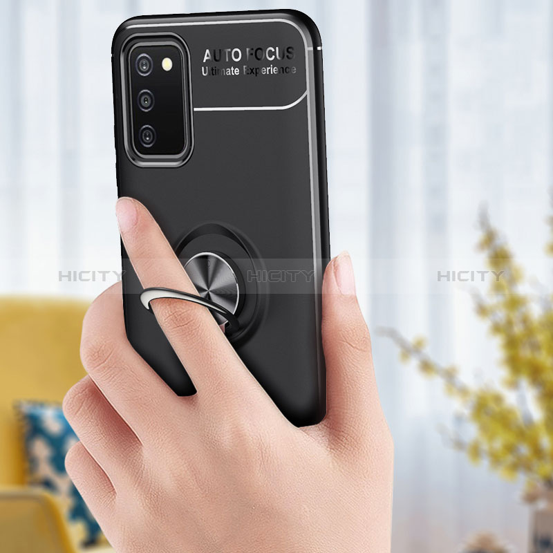 Silikon Hülle Handyhülle Ultra Dünn Schutzhülle Tasche Flexible mit Magnetisch Fingerring Ständer JM1 für Samsung Galaxy A02s groß