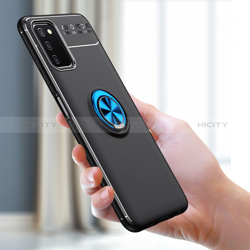 Silikon Hülle Handyhülle Ultra Dünn Schutzhülle Tasche Flexible mit Magnetisch Fingerring Ständer JM1 für Samsung Galaxy A02s groß