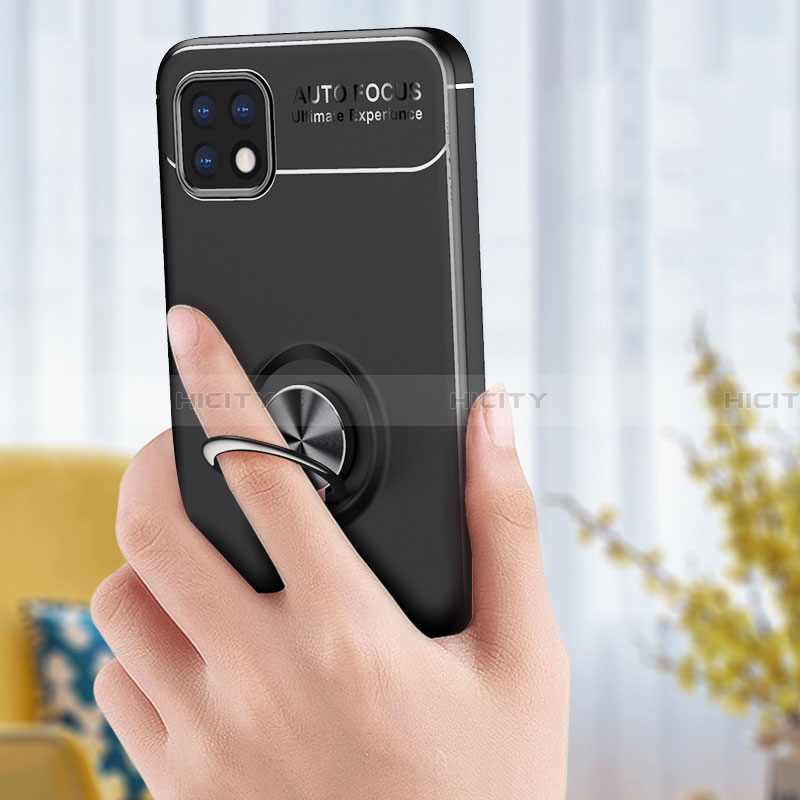 Silikon Hülle Handyhülle Ultra Dünn Schutzhülle Tasche Flexible mit Magnetisch Fingerring Ständer JM1 für Samsung Galaxy A22 5G