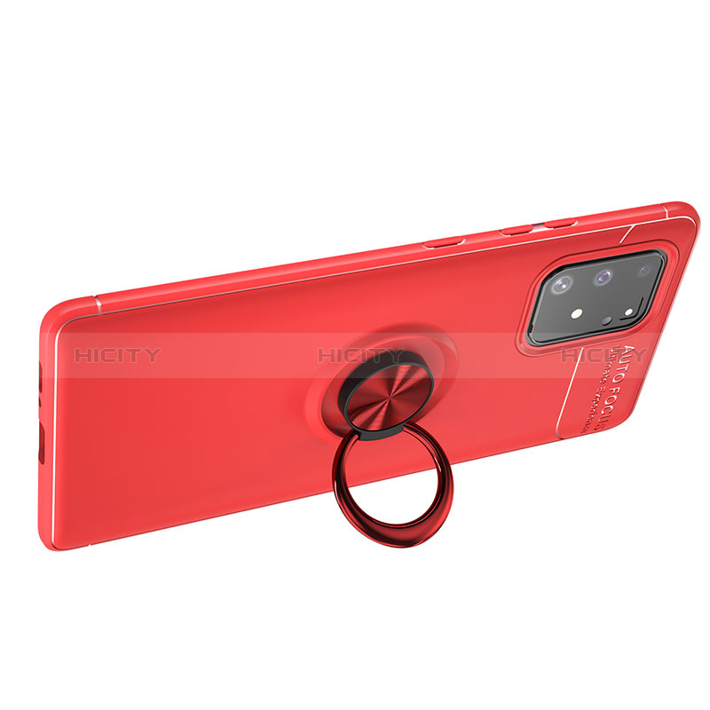 Silikon Hülle Handyhülle Ultra Dünn Schutzhülle Tasche Flexible mit Magnetisch Fingerring Ständer JM1 für Samsung Galaxy M80S Rot Plus