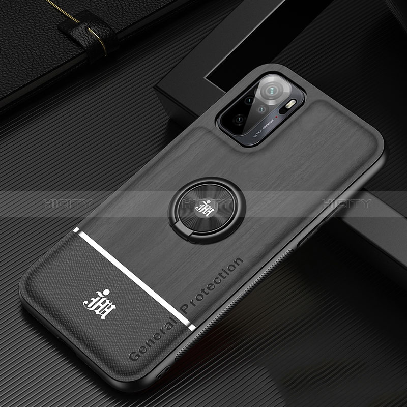 Silikon Hülle Handyhülle Ultra Dünn Schutzhülle Tasche Flexible mit Magnetisch Fingerring Ständer JM1 für Xiaomi Redmi Note 10S 4G groß