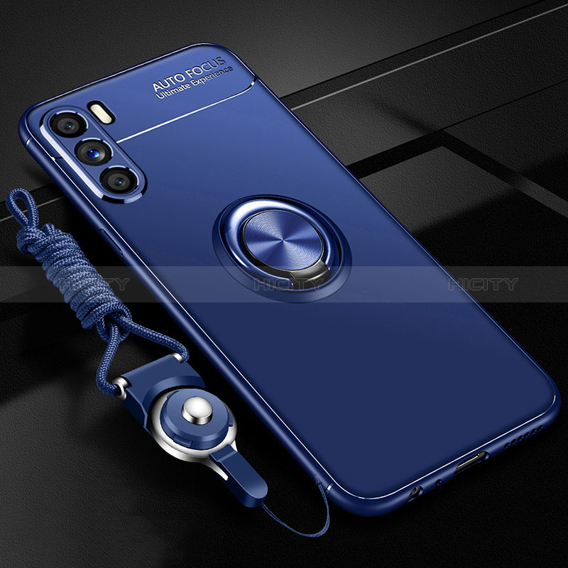 Silikon Hülle Handyhülle Ultra Dünn Schutzhülle Tasche Flexible mit Magnetisch Fingerring Ständer JM3 für Oppo K9 Pro 5G Blau Plus