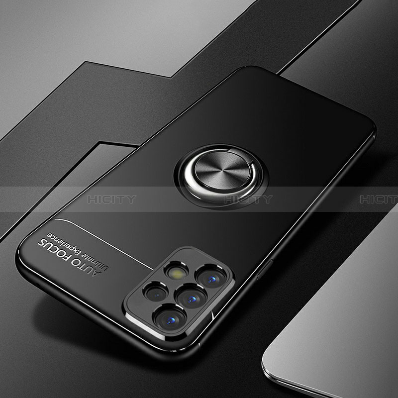 Silikon Hülle Handyhülle Ultra Dünn Schutzhülle Tasche Flexible mit Magnetisch Fingerring Ständer JM3 für Samsung Galaxy A13 4G groß