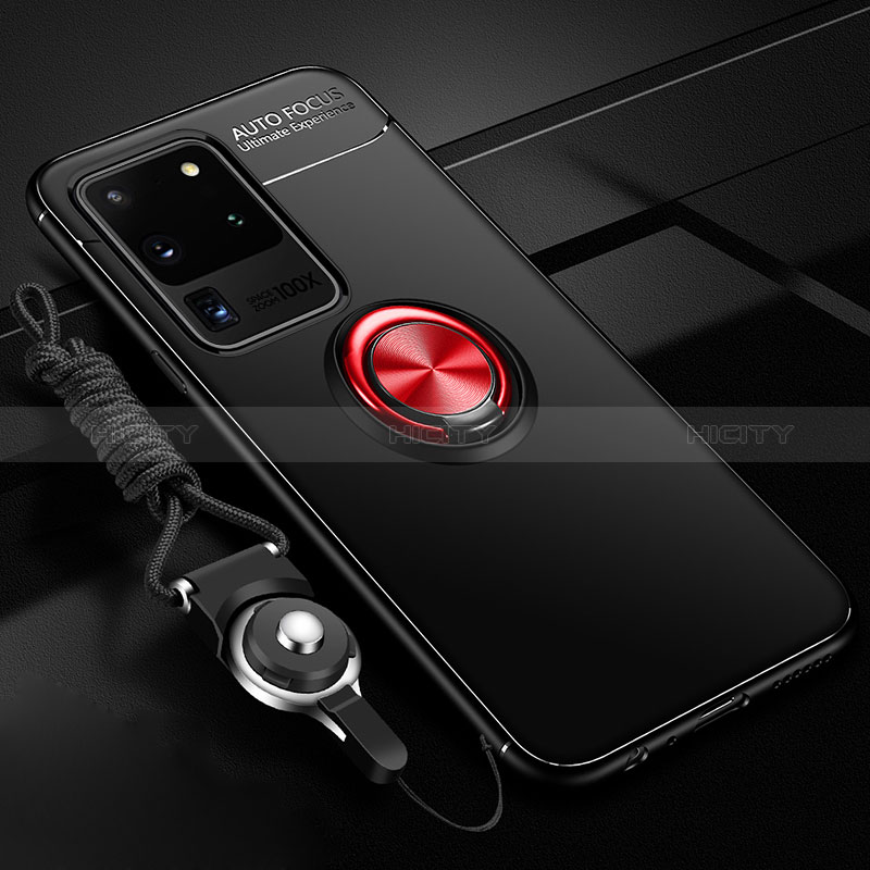 Silikon Hülle Handyhülle Ultra Dünn Schutzhülle Tasche Flexible mit Magnetisch Fingerring Ständer JM3 für Samsung Galaxy S20 Ultra 5G groß
