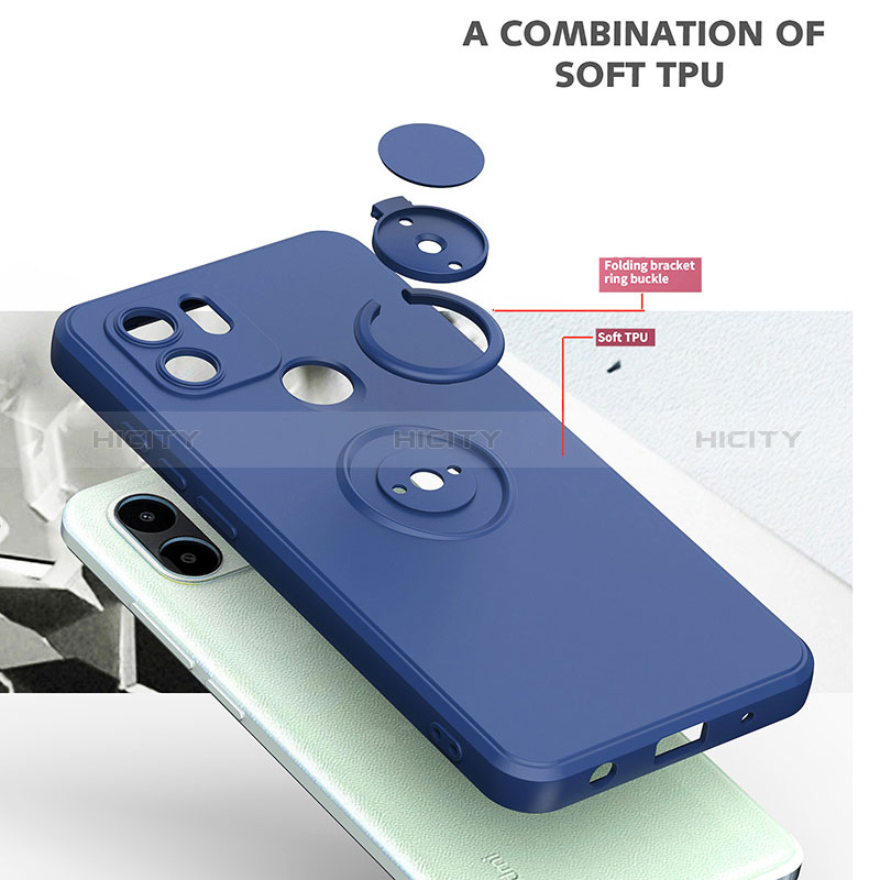 Silikon Hülle Handyhülle Ultra Dünn Schutzhülle Tasche Flexible mit Magnetisch Fingerring Ständer QW1 für Xiaomi Poco C50 groß