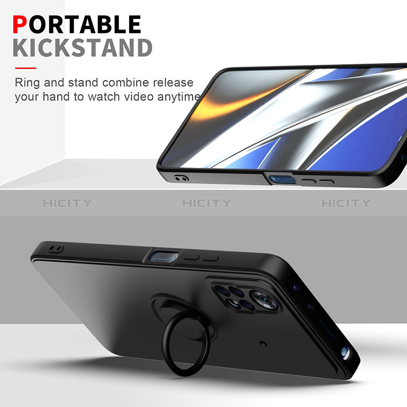 Silikon Hülle Handyhülle Ultra Dünn Schutzhülle Tasche Flexible mit Magnetisch Fingerring Ständer QW1 für Xiaomi Poco X4 Pro 5G