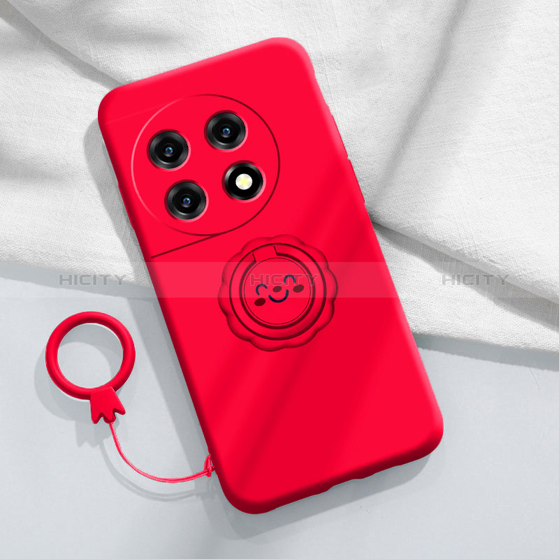 Silikon Hülle Handyhülle Ultra Dünn Schutzhülle Tasche Flexible mit Magnetisch Fingerring Ständer S01 für OnePlus Ace 2 5G Rot Plus