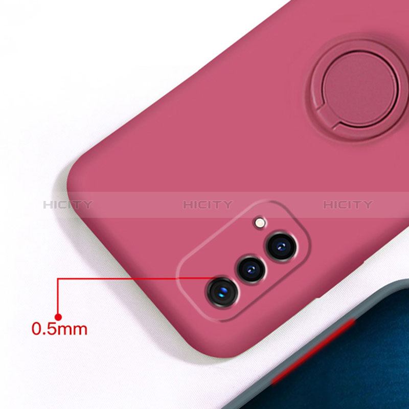 Silikon Hülle Handyhülle Ultra Dünn Schutzhülle Tasche Flexible mit Magnetisch Fingerring Ständer S01 für Oppo A54 5G groß