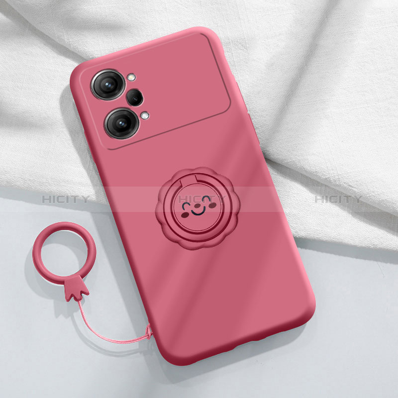 Silikon Hülle Handyhülle Ultra Dünn Schutzhülle Tasche Flexible mit Magnetisch Fingerring Ständer S01 für Oppo K10 Pro 5G Pink